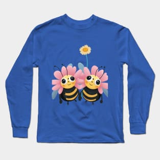 Two Cute Bees Holding Hands and Ready For Spring Long Sleeve T-Shirt